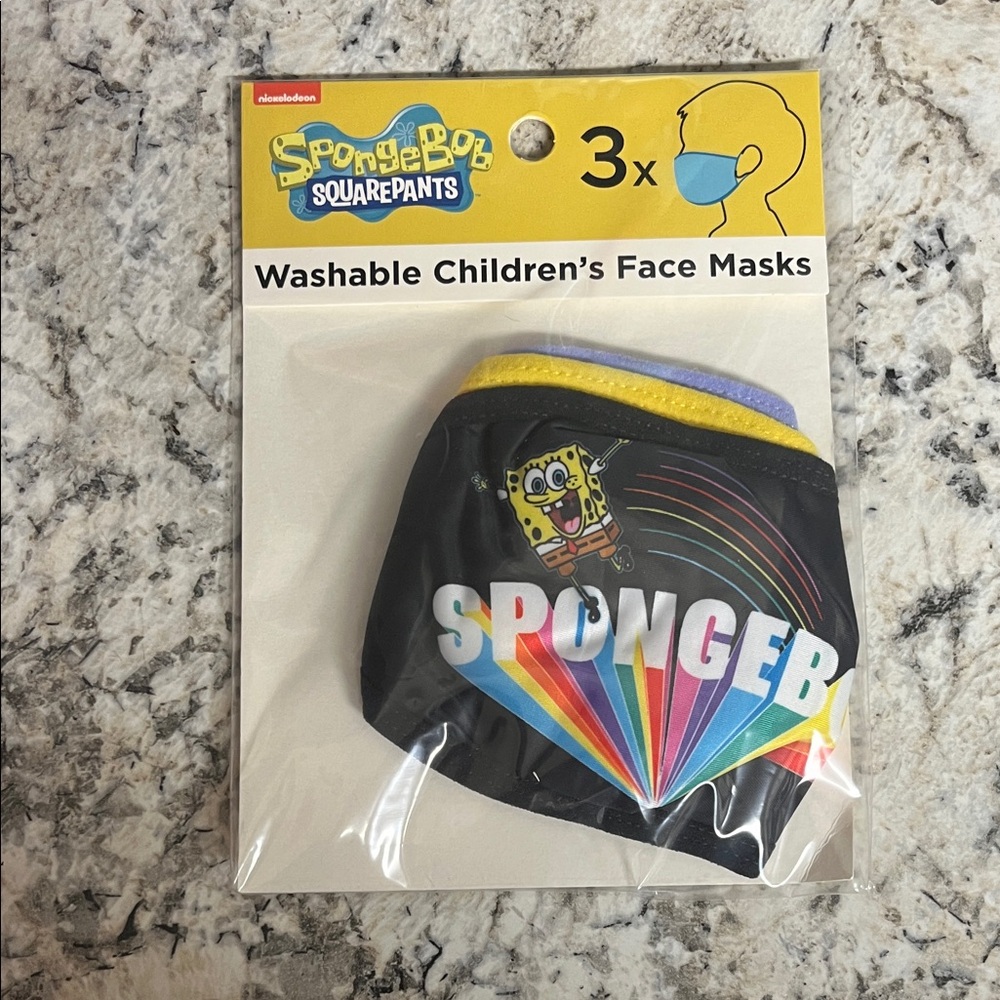 SpongeBob SquarePants Kids Face Masks - Black and Multicolor-Pack of 3